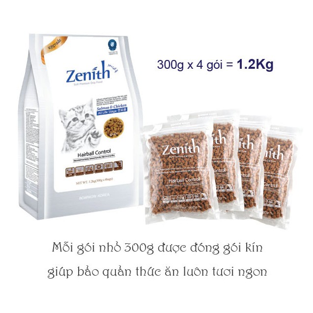 Zenith cat hairball 1.2kg thức ăn hạt mềm cho mèo hỗ trợ búi lông
