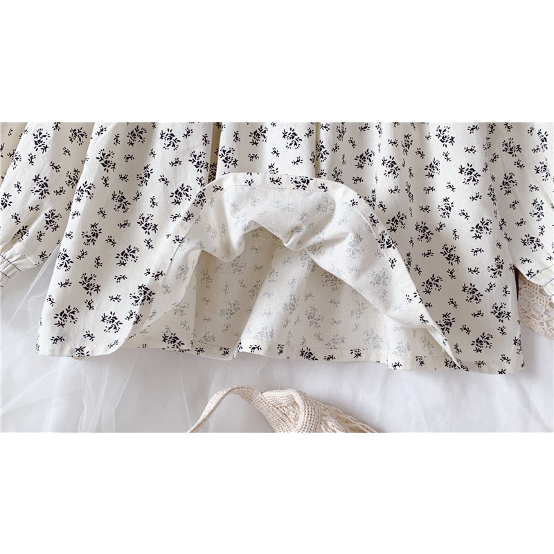 Áo sơ mi dài tay cho bé gái Áo sơ mi hoa nhí mùa thu và mùa đông cho bé gái