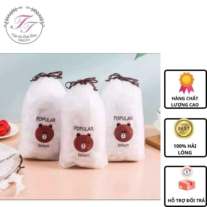 Set 100 màng bọc thực phẩm có chun bọc đồ ăn