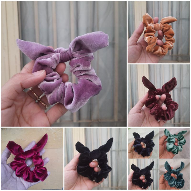 Dây Cột tóc vải nhung tai thỏ dễ thương