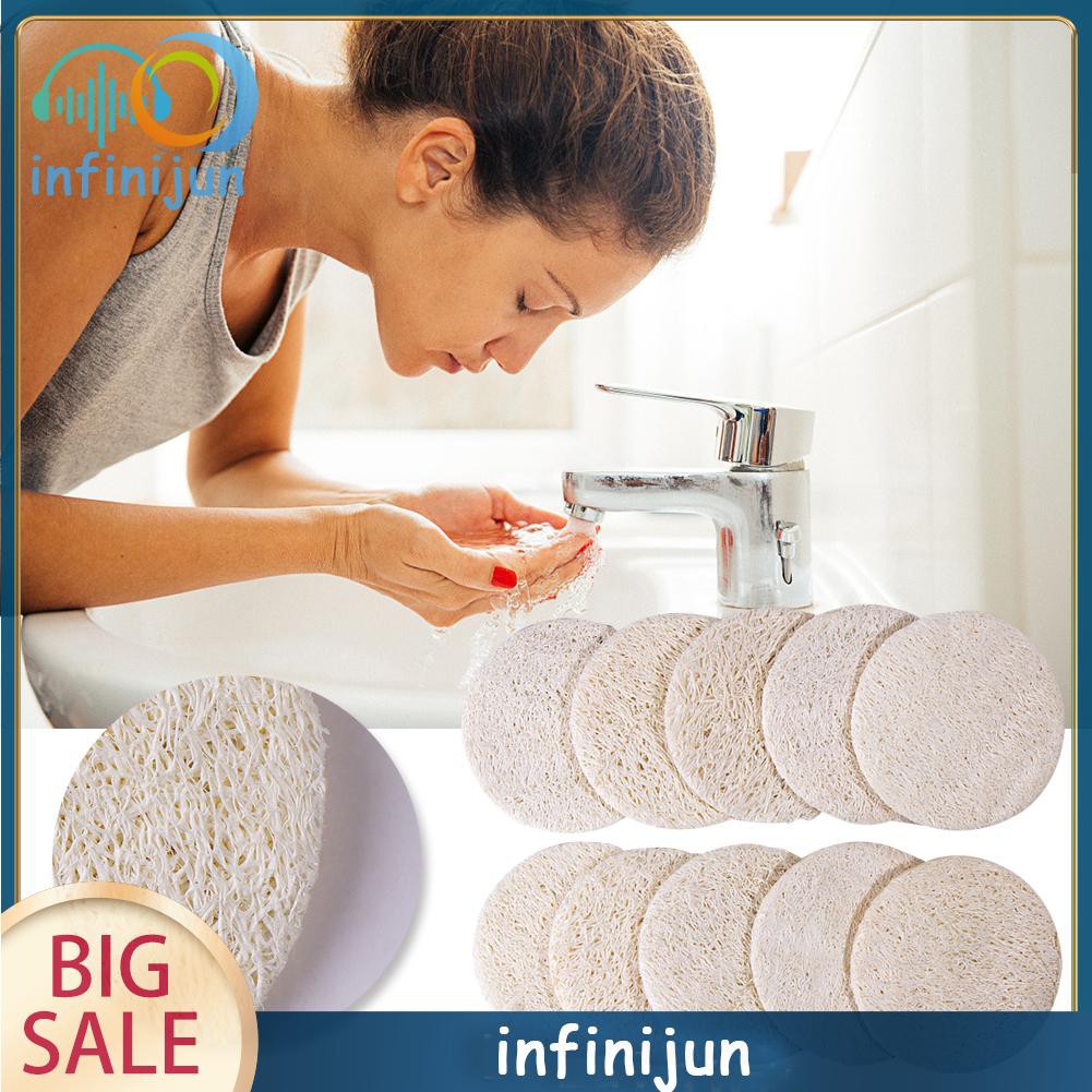 (Hàng Mới Về) Set 10 Miếng Bông Tắm Bằng Xơ Mướp Tự Nhiên