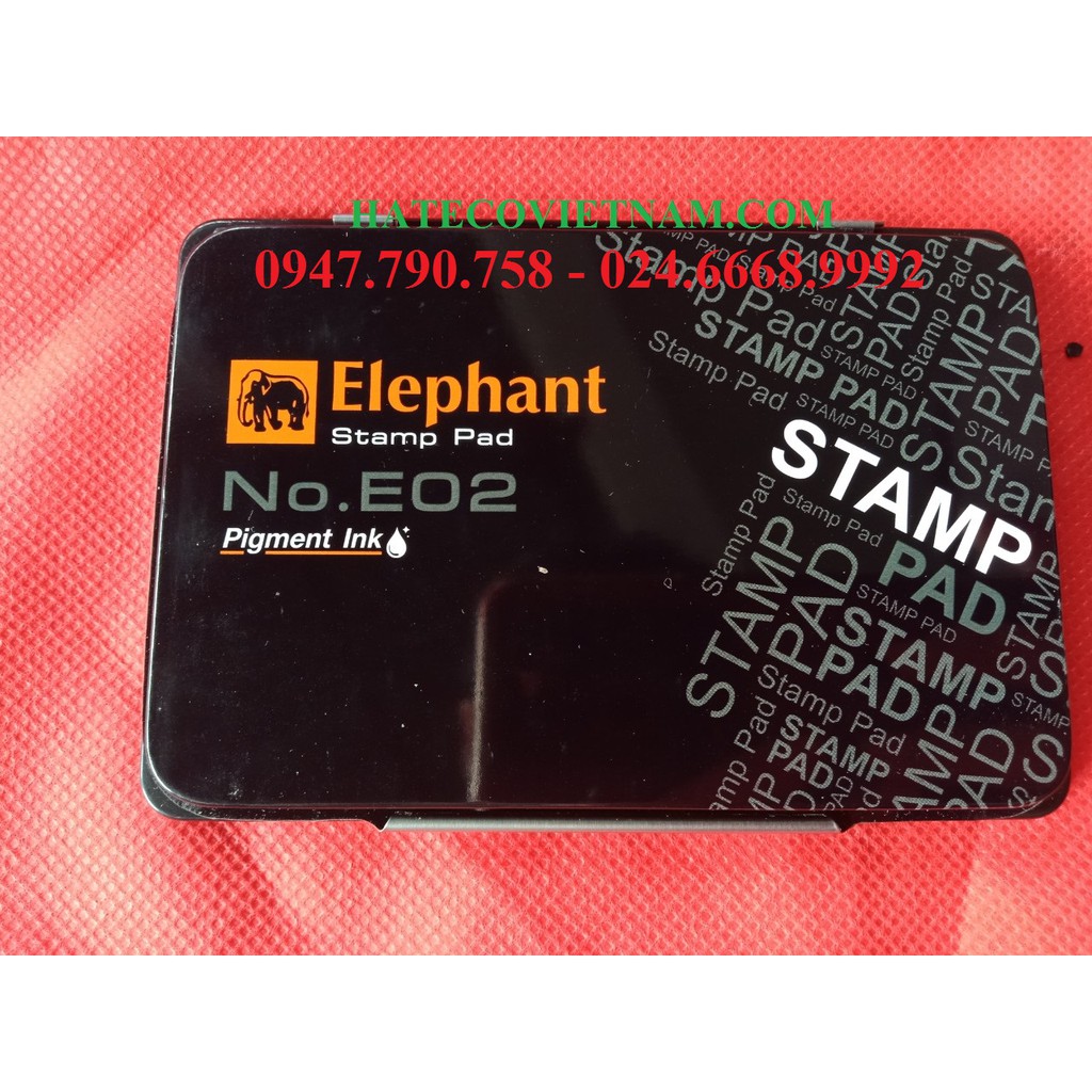 Hộp dấu Elephant THÁI LAN thân kim loại E02 ĐEN (Stamp Pad) - Mực không lem trong nước