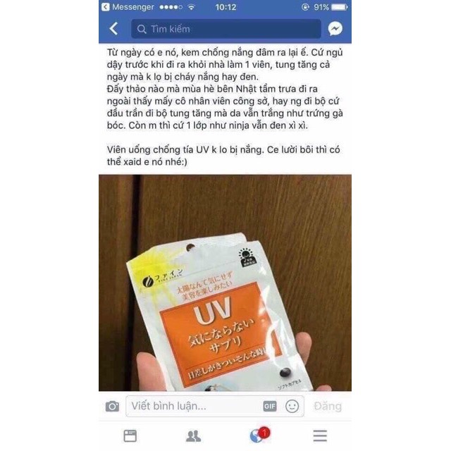 [Sẵn hàng] Viên uống chống nắng UV Care Plus - Viên uống chống nắng Nhật Bản UV Fine Japan | Thế Giới Skin Care