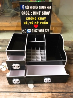 Kệ mỹ phẩm 35cm max đen full ô son dưới