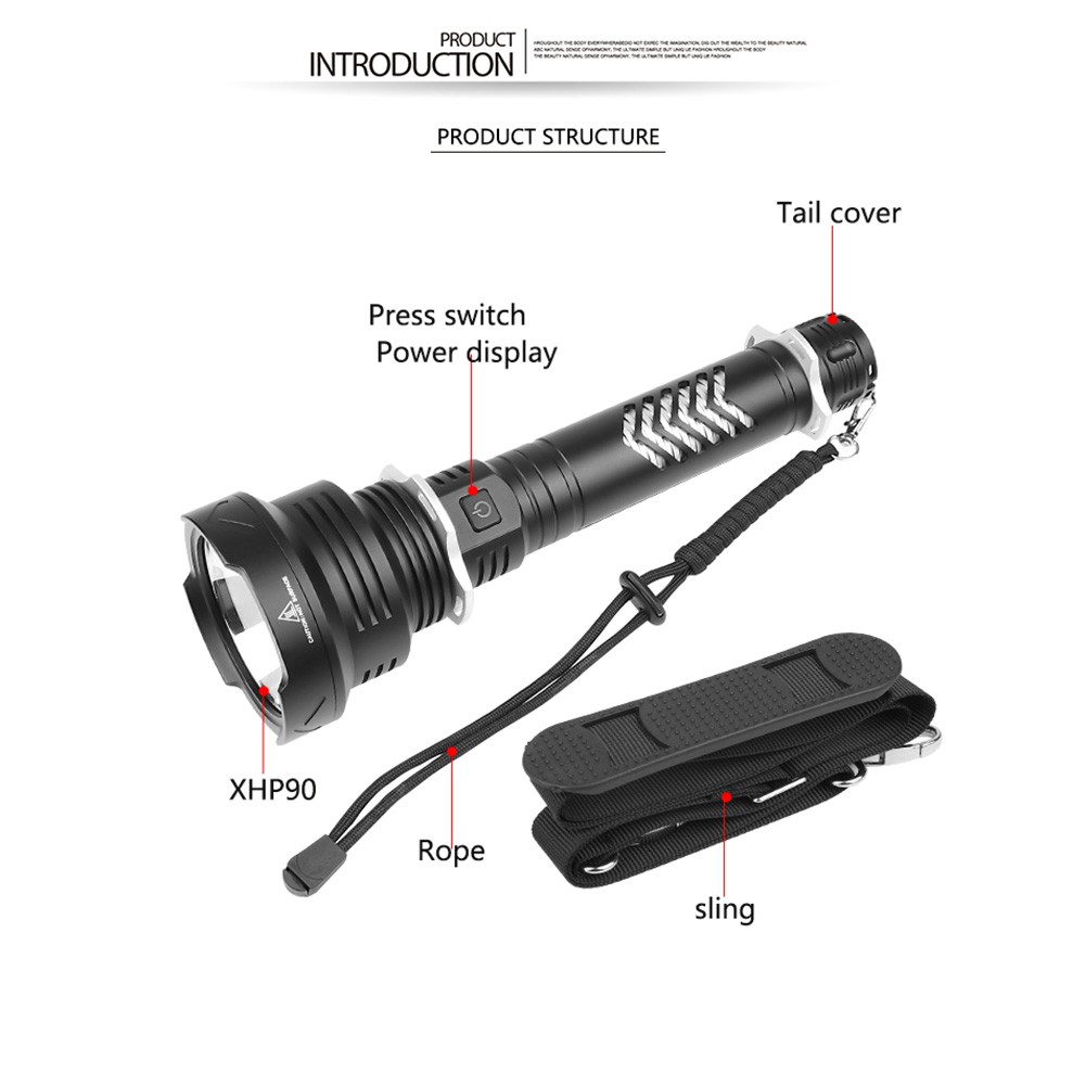 Mua Đèn Pin Led Xhp90 5 Chế Độ Sáng 60000 Lumens Kèm Dây Đeo giá rẻ ...