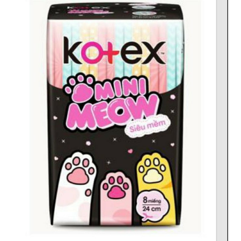 Băng vệ sinh Kotex siêu mềm Meow có cánh 8 miếng 24cm