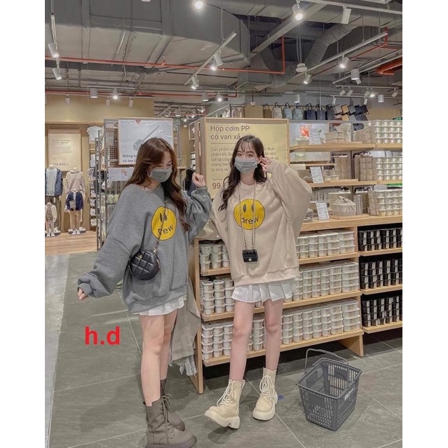 Áo Nỉ Noel Sweet Me, Mặt Cười Dáng Thụng NữSweater giáng sinh form rộng tay bồng, thun merry christmas cá tính Ulzzang