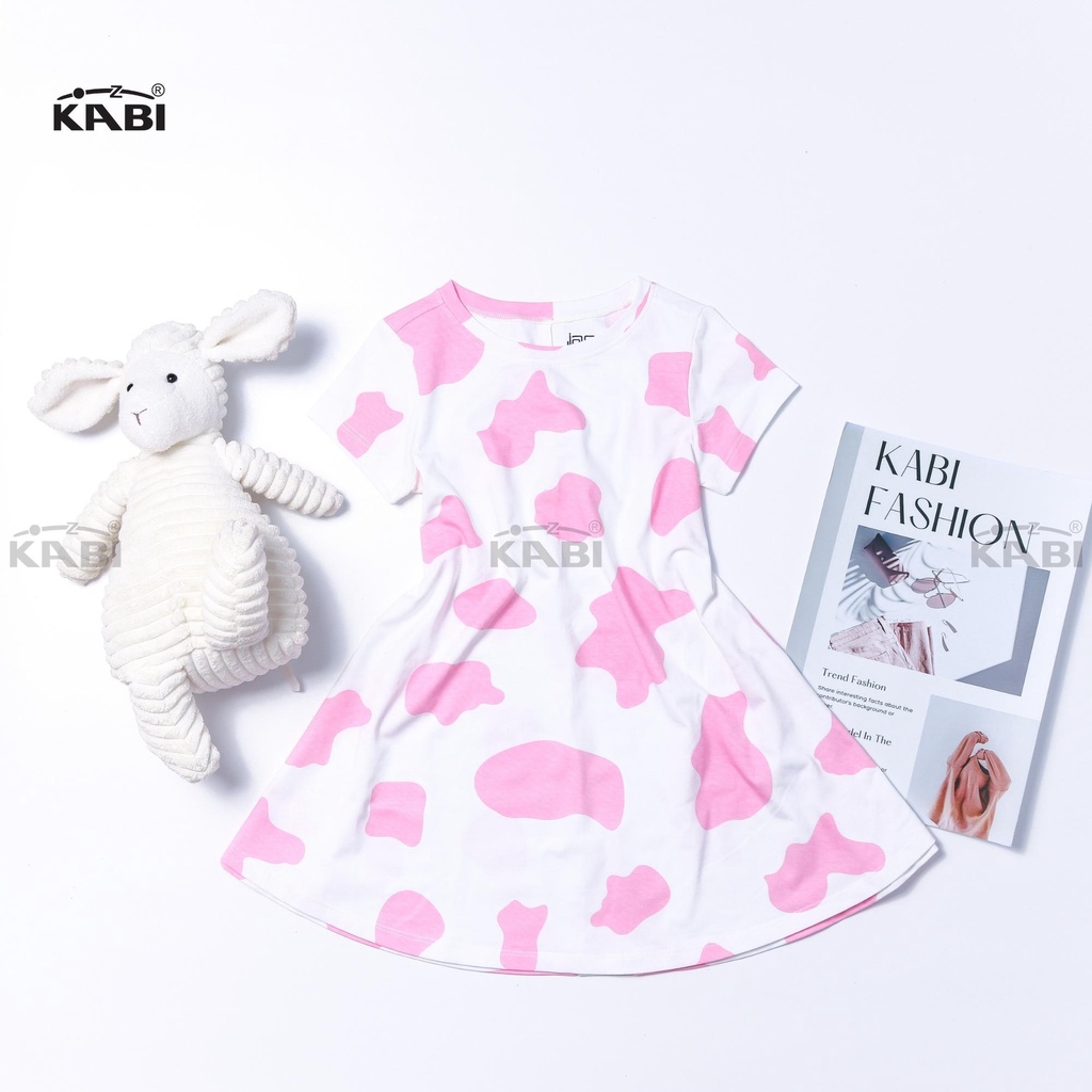 Đầm bé gái KABI đầm bò sữa thun cotton tay ngắn cổ tròn thoáng mát dễ thương