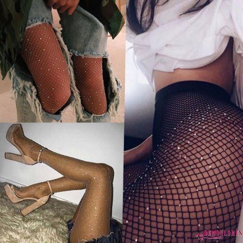 Quần tất lưới dáng dài thời trang đính lấp lánh cá tính cho nữ
