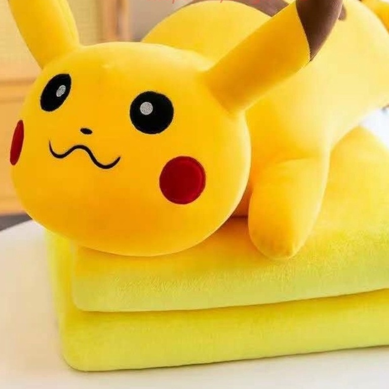 PVN33689 - Bộ chăn gối 2 trong 1 hình Pikachu hoạt hình đáng yêu - #changoivanphong