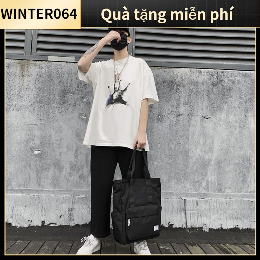 Winter064 Túi Tote Lớn Đơn giản Phong cách Unisex xách Thường ngày đeo vai sinh viên vải Oxford với túi