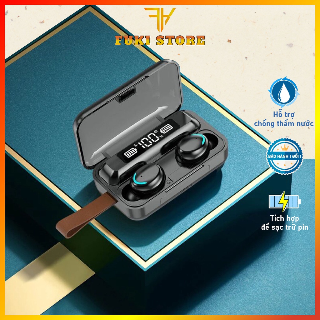 Tai Nghe Bluetooth True Wireless Earbuds F9 V5 Màn Hình LED | Có Cảm Ứng | Chống Nước | Hùy Tiếng Ồn | Mic Đàm Thoại