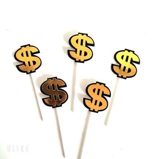 2 set 5 que cắm chữ $ dùng trang trí bánh kem - que cắm trang trí bánh