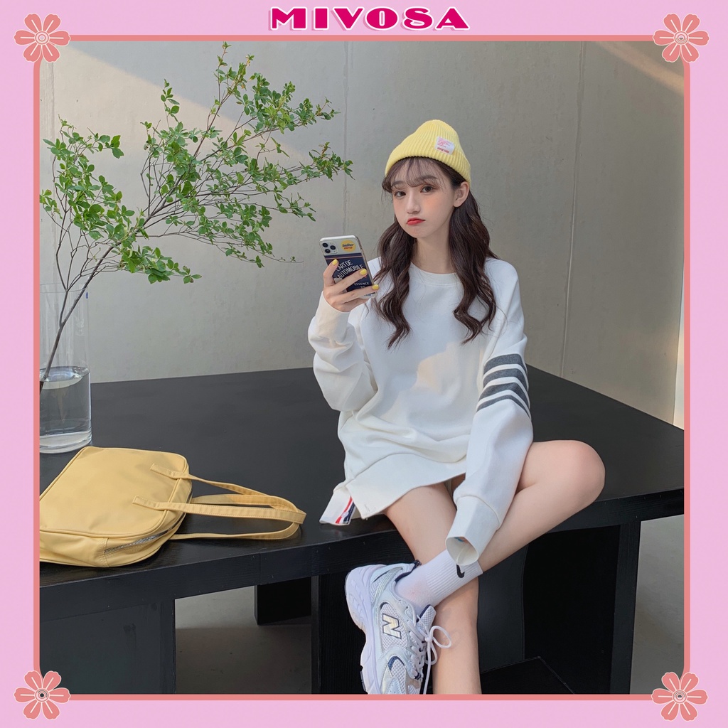 Áo sweater nỉ thụng sọc tay áo khoác nỉ hoodie cổ tròn form thung ulzzang thời trang unisex MIVOSA AN002 | BigBuy360 - bigbuy360.vn