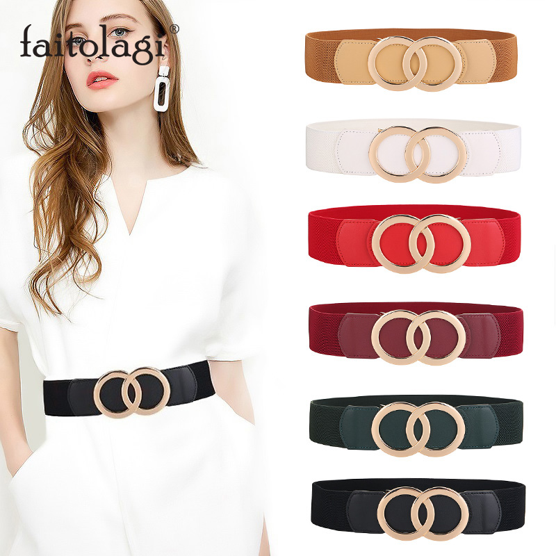 Thắt lưng da phối vòng kim loại thời trang cho nữ