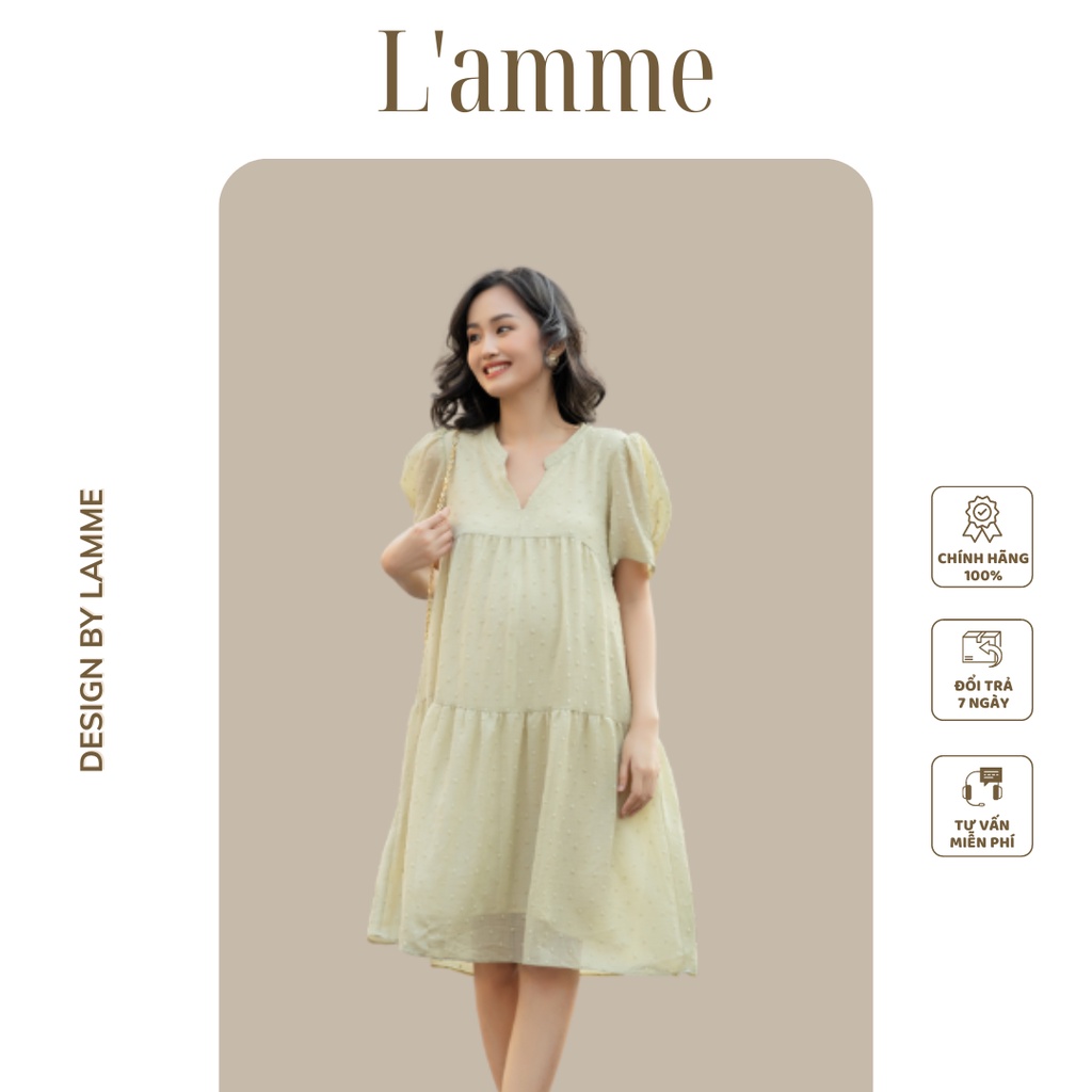 Váy bầu Sora Dress chất vải voan cao cấp, dáng xòe mềm mại, thích hợp đi chơi đi làm thiết kết bởi LAMME