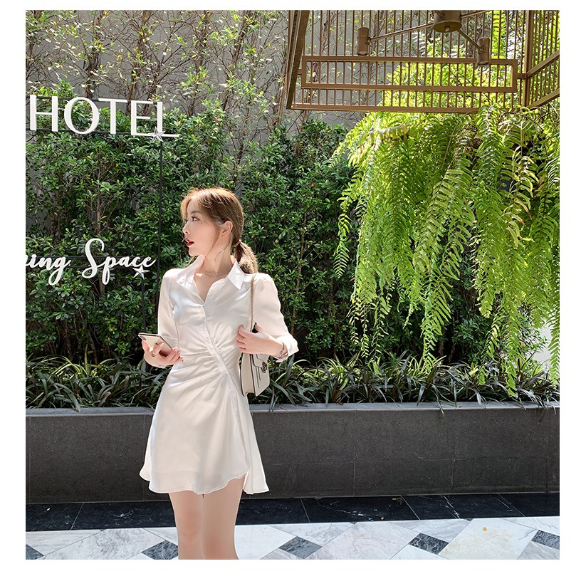 Váy Sơ Mi Lụa xoắn eo kèm quần SM01 | BigBuy360 - bigbuy360.vn