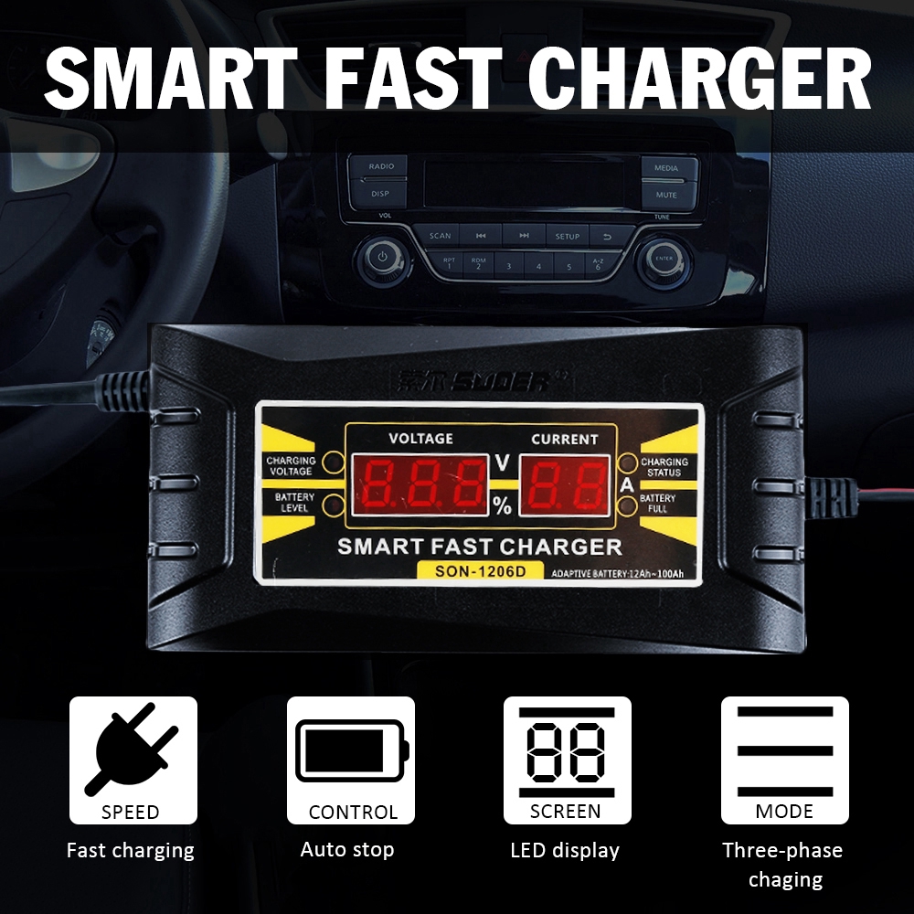 Bộ Sạc Bình Ắc Quy Thông Minh 110v Sang 240v Sang 12v 6a Cho Xe Ô Tô