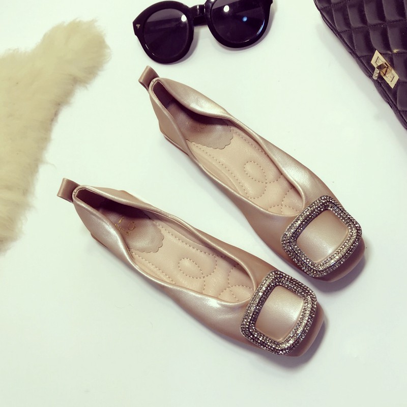 Giày Búp Bê Mũi Vuông Đính Đá Phong Cách Retro Cho Nữ | BigBuy360 - bigbuy360.vn