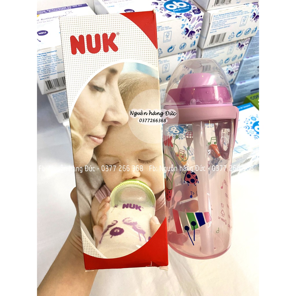 Bình uống nước NUK Đức cho bé 300ml có ống vòi hút silicon, cho trẻ em - Nguồn hàng Đức