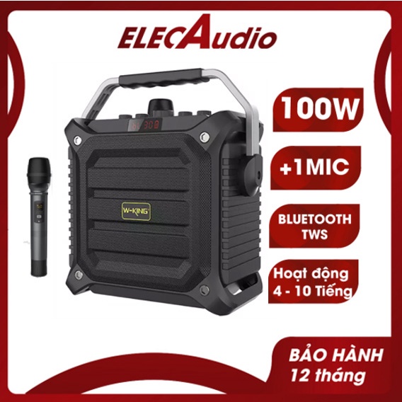Loa karaoke bluetooth W-King K3H 100W tặng kèm mic hát karaoke, Loa di động, Pin cực lâu công suất lớn 100W- BH 12 tháng