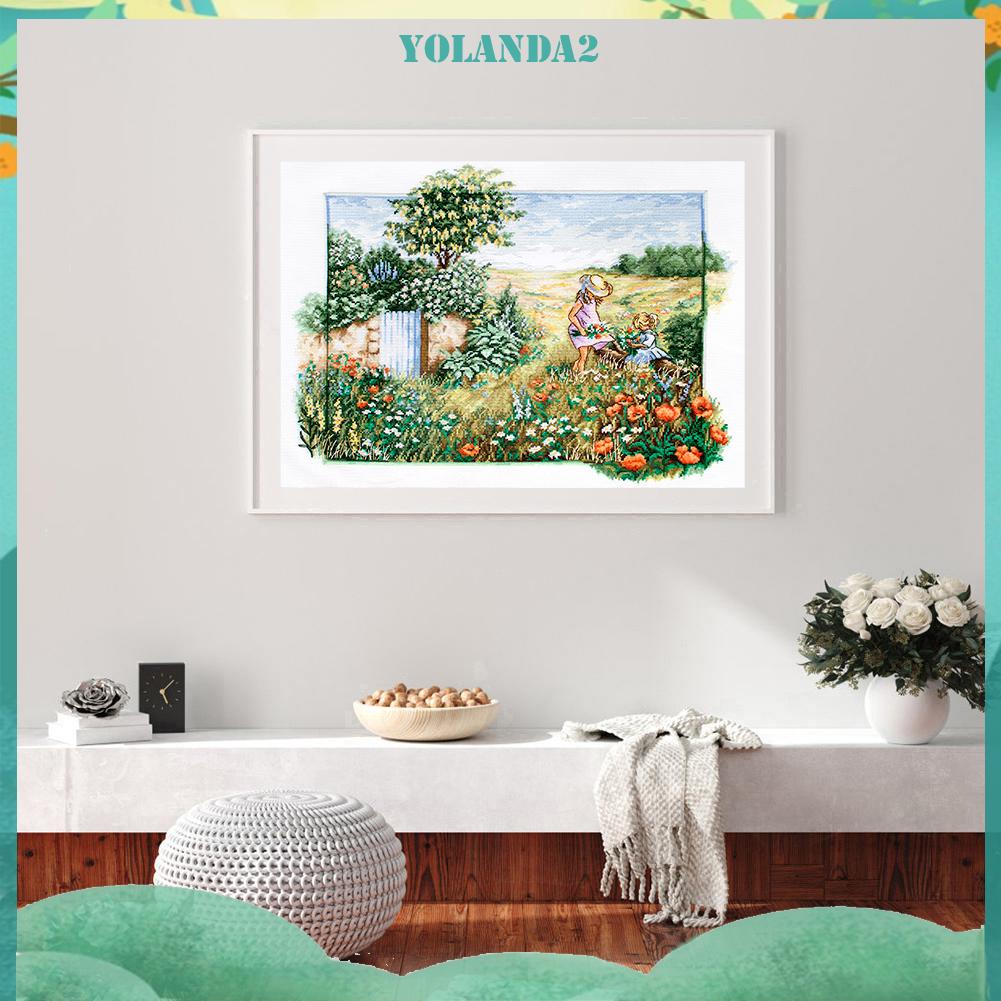 Tranh thêu chữ thập 11CT 3 sợi cotton hình khu vườn toàn diện đẹp mắt