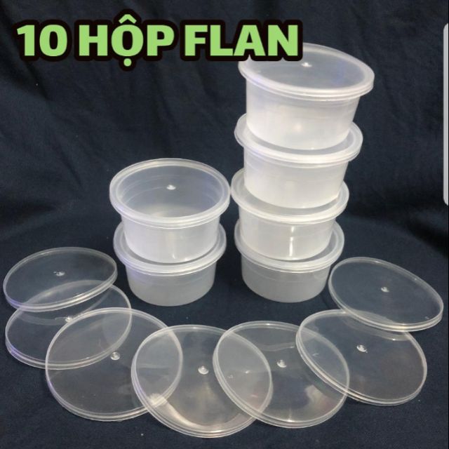 Lốc 10 Hủ Nhựa Cứng đựng bánh flan Kèm Nắp size tiêu chuẩn