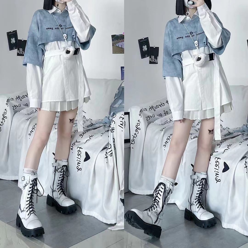 Áo Sơ Mi Dáng Rộng Họa Tiết Màu Nhuộm Phong Cách Nhật Bản Thời Trang Mùa Thu Cho Nữ