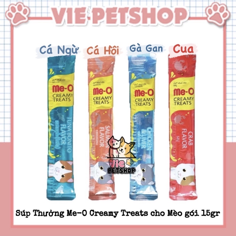 Súp Thưởng Me-O Creamy Treats Cho Mèo Gói 15Gr | Vie PETSHOP