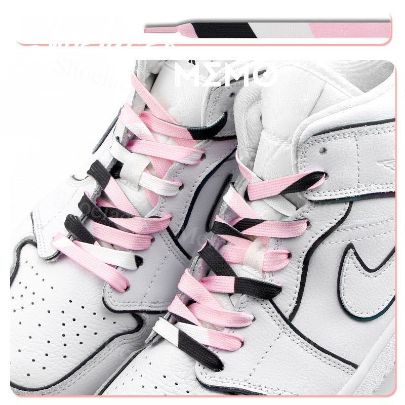 Dây Giày Custom AJ1 White Black Light Pink - Dây Phối Màu Đen Hồng Sáng Memo
