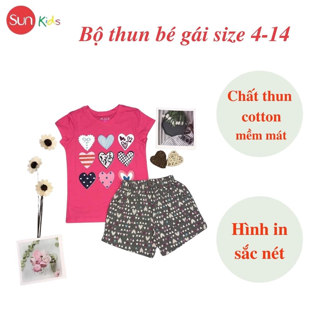 Đồ bộ thun bé gái, đồ bộ trẻ em chất cotton, có nhiều màu, size 4-14 tuổi - SUNKIDS