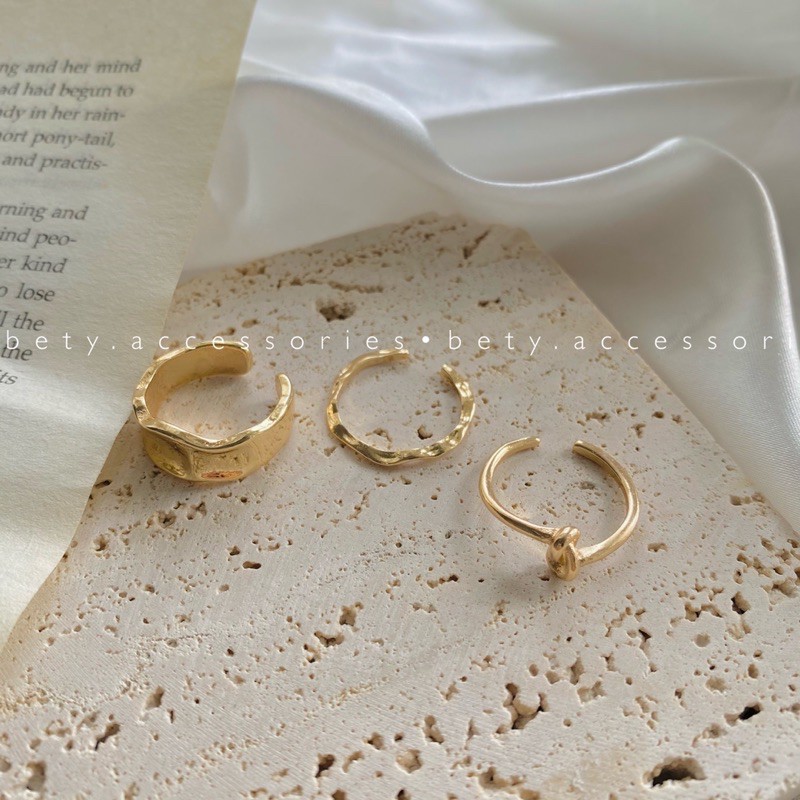 Set nhẫn 3 chiếc Teri phong cách hàn quốc (2 màu)