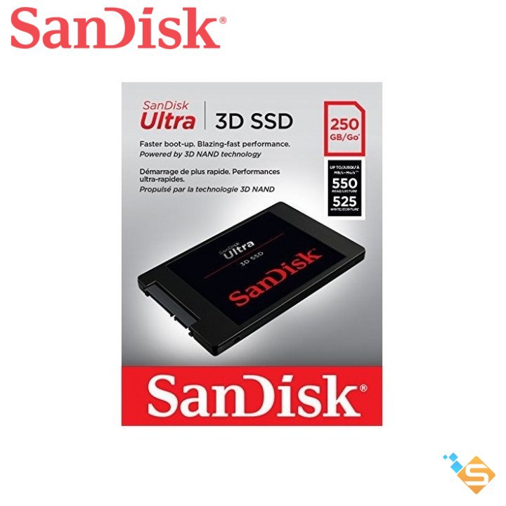 Ổ cứng SSD Sandisk Ultra 3D 500GB - 250GB 550MB/s 2.5&quot; SATA III (Đen) - Bảo Hành Chính Hãng 5 Năm