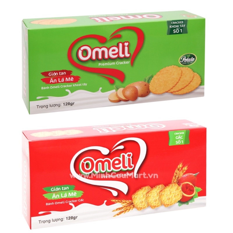 BÁNH OMELI CRACKER GẤC/ KHOAI TÂY HỘP 128G (10 GÓI)