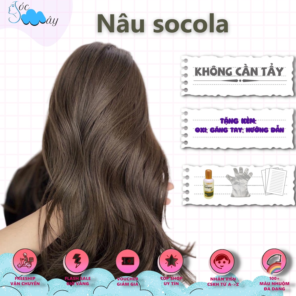 Thuốc nhuộm tóc Nâu socola + tặng kèm trợ nhuộm