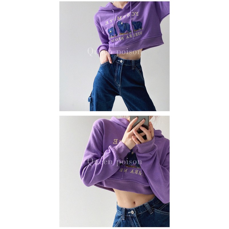 [ORDER] Áo crop hoodie hình thêu chất nét_ảnh thật tự chụp