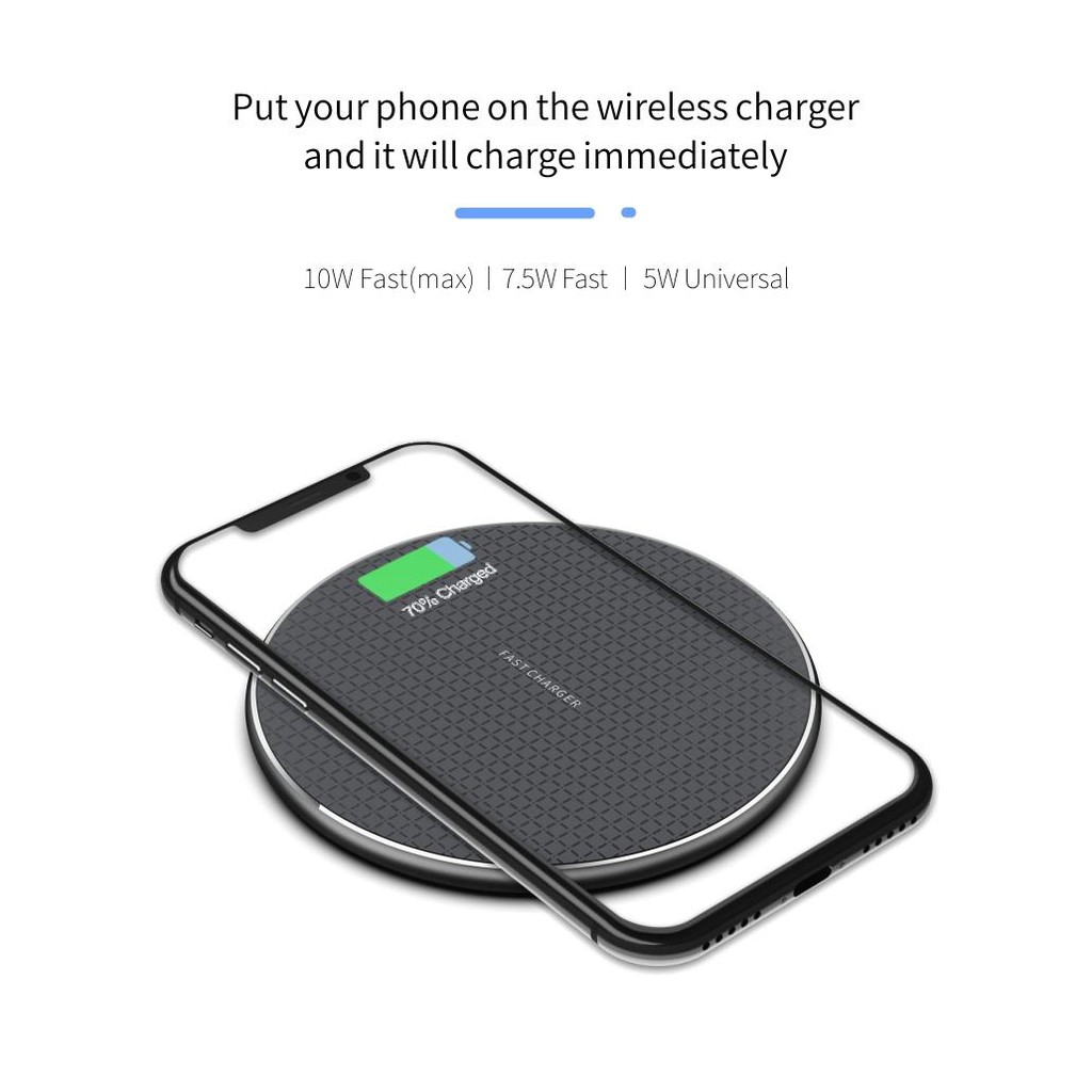 Đĩa sạc nhanh Wireless Charger 10W FC CE RoHS (Black) - Home and Garden