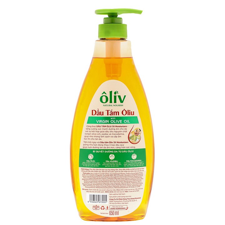 Dầu Tắm Ôliv Dưỡng ẩm Virgin Olive Oil 650ml