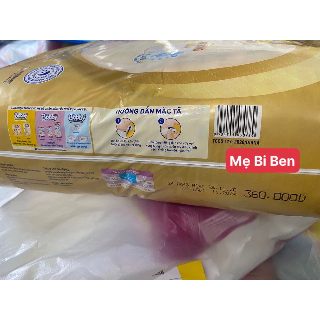 ;MẪU MỚI S86] Tã Dán cao cấp Bobby Extra Soft Dry size S86 miếng dành cho bé từ 4-8kg