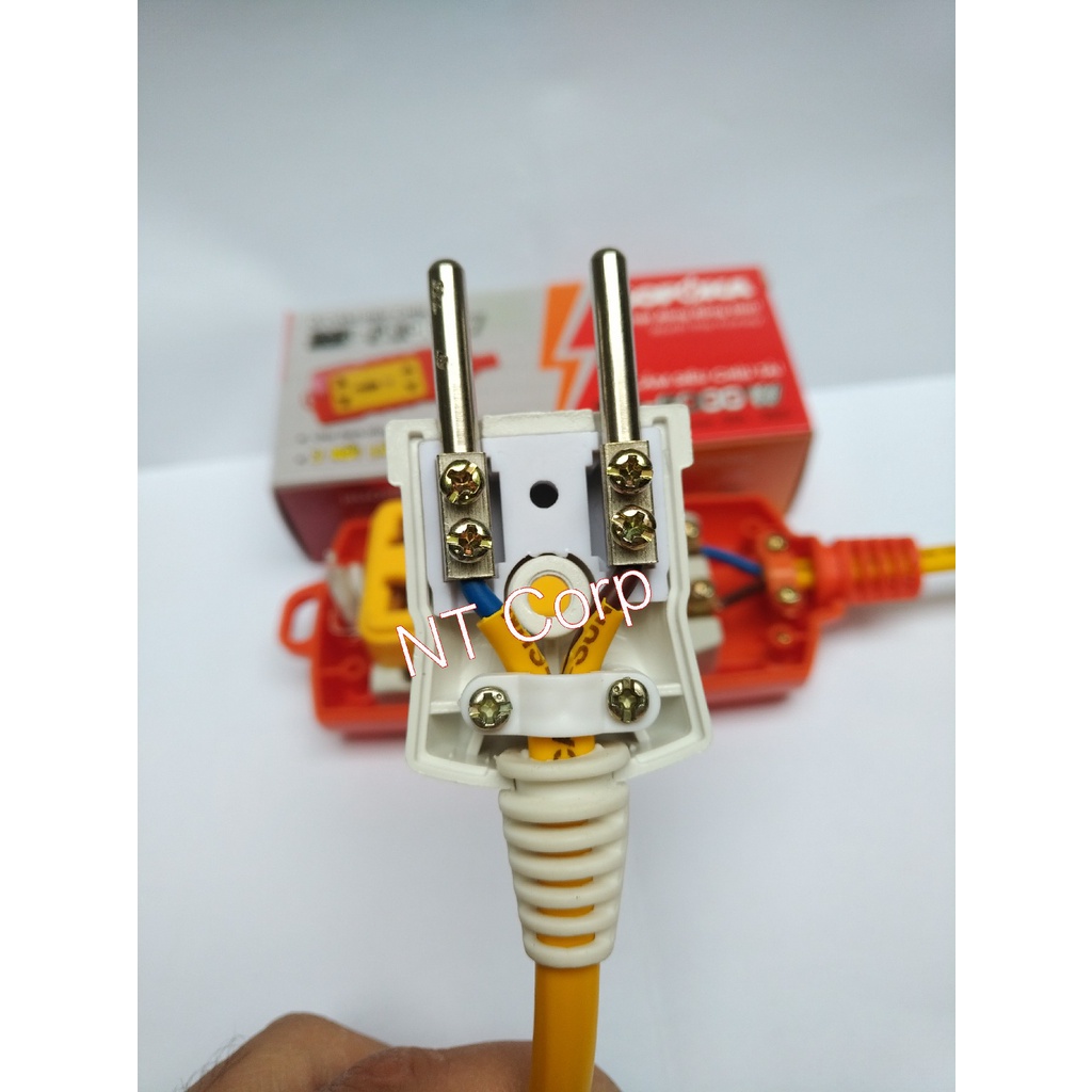 Ổ cắm điện kéo dài loại 2 lỗ công suất 4.000W , dây điện nguồn 2x1,5mm2 , dài 3M,4M,5M,7M,10M,...
