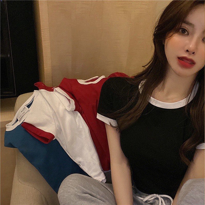 Áo Thun Tay Ngắn Cổ Tròn Màu Sắc Thời Trang Mùa Hè Cho Nữ