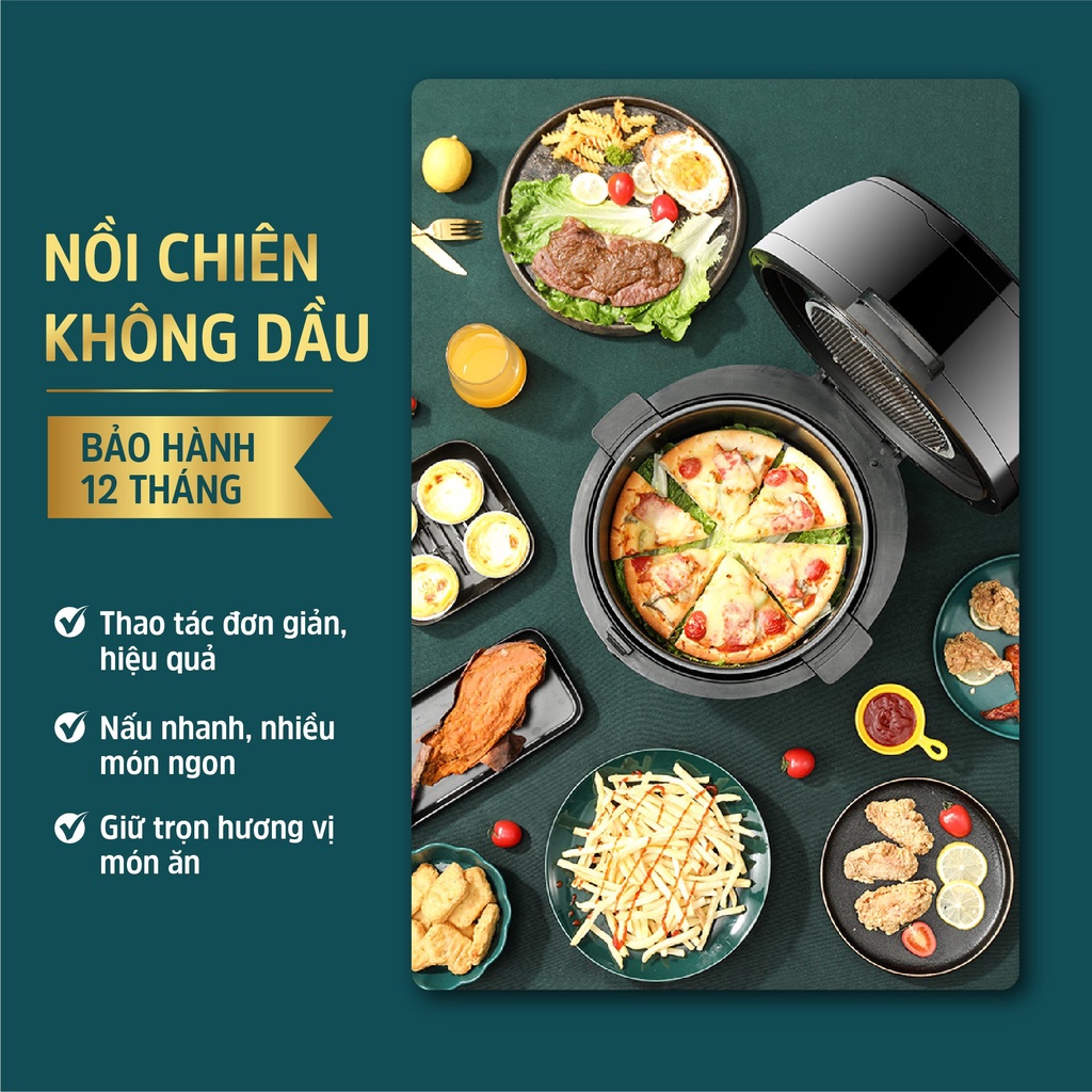 Nồi chiên không dầu 8 Lít Cảm Ứng - Núm Vặn Cơ - Công Suất Lớn Đa Chức Năng - Món ngon tốt cho sức khỏe