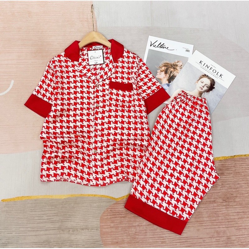 Đồ bộ nữ dễ thương lụa ngủ áo cộc quần lửng pijama mặc nhà cao cấp JUSOKA