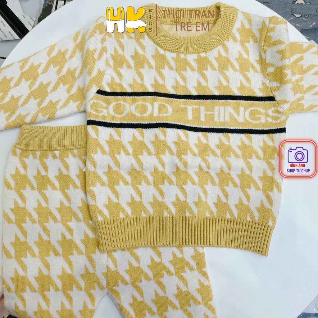 Bộ len cho bé trai từ 0-3 tuổi, chất len 2 lớp cao cấp mềm mịn, kiểu áo le chui đầu họa tiết nổi bật - HK KIDS (mã 0208)