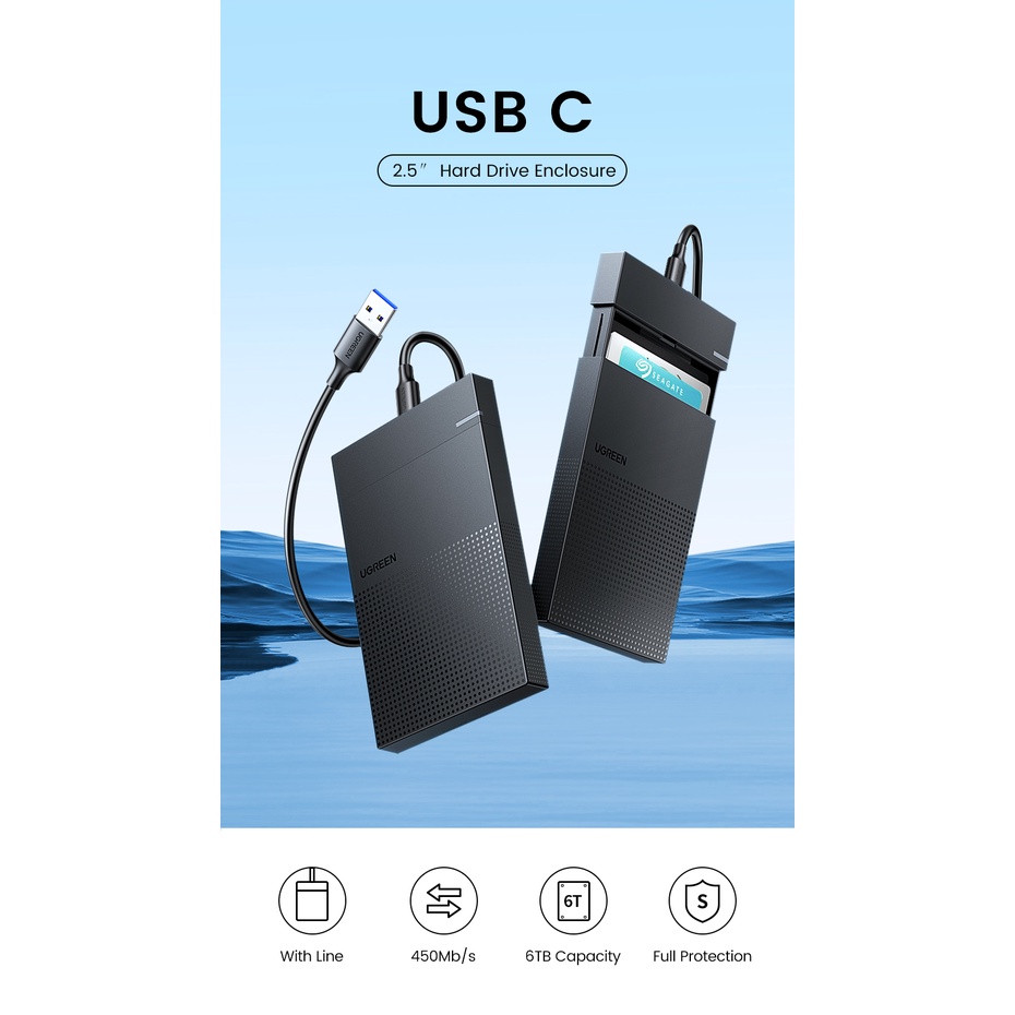 Hộp đựng ổ cứng UGREEN CM471 SSD + Ổ cứng 2.5 Inch Kèm cáp micro - Hàng phân phối chính hãng