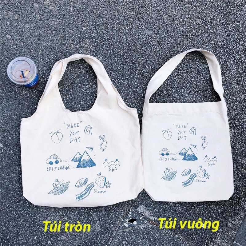 Túi tote vải bố đựng đồ canvas đeo chéo