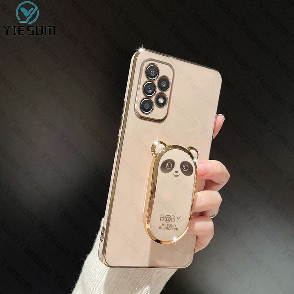 Ốp Điện Thoại Silicon Dẻo Họa Tiết Hoạt Hình Chú Gấu Kèm Giá Đỡ Cho Samsung Galaxy A32 4G A52 A52S A72 5G A22 A12