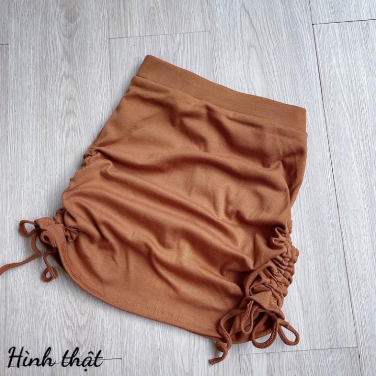 Chân váy ngắn lưng thun rút dây 2 bên có quần trong chất vải thun Borip [Hàng Đẹp] | BigBuy360 - bigbuy360.vn