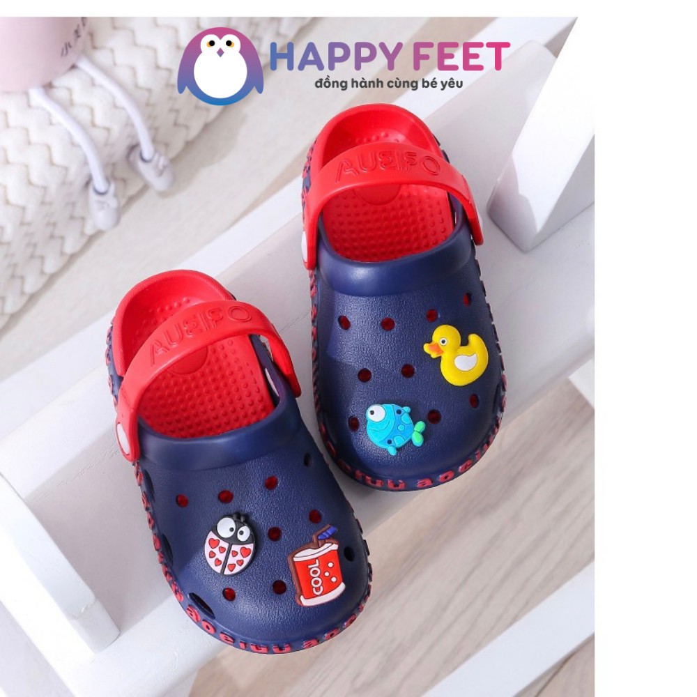 Dép sục trẻ em Happy Feet siêu nhẹ chống trơn chính hãng cho bé trai bé gái từ 1-5 tuổi- No2012