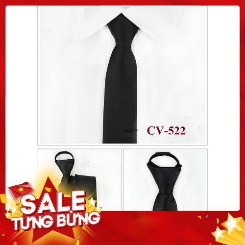 Cà vạt Nam bản nhỏ thắt sẵn 5cm cao cấp màu đen, xanh, đỏ, cà vạt giá rẻ CV-521-524- AdamZone - Hàng nhập khẩu